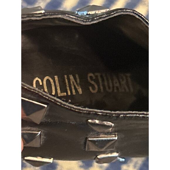 Colin Stuart Black Leather Studded Platform Heels - Picture 4 of 10